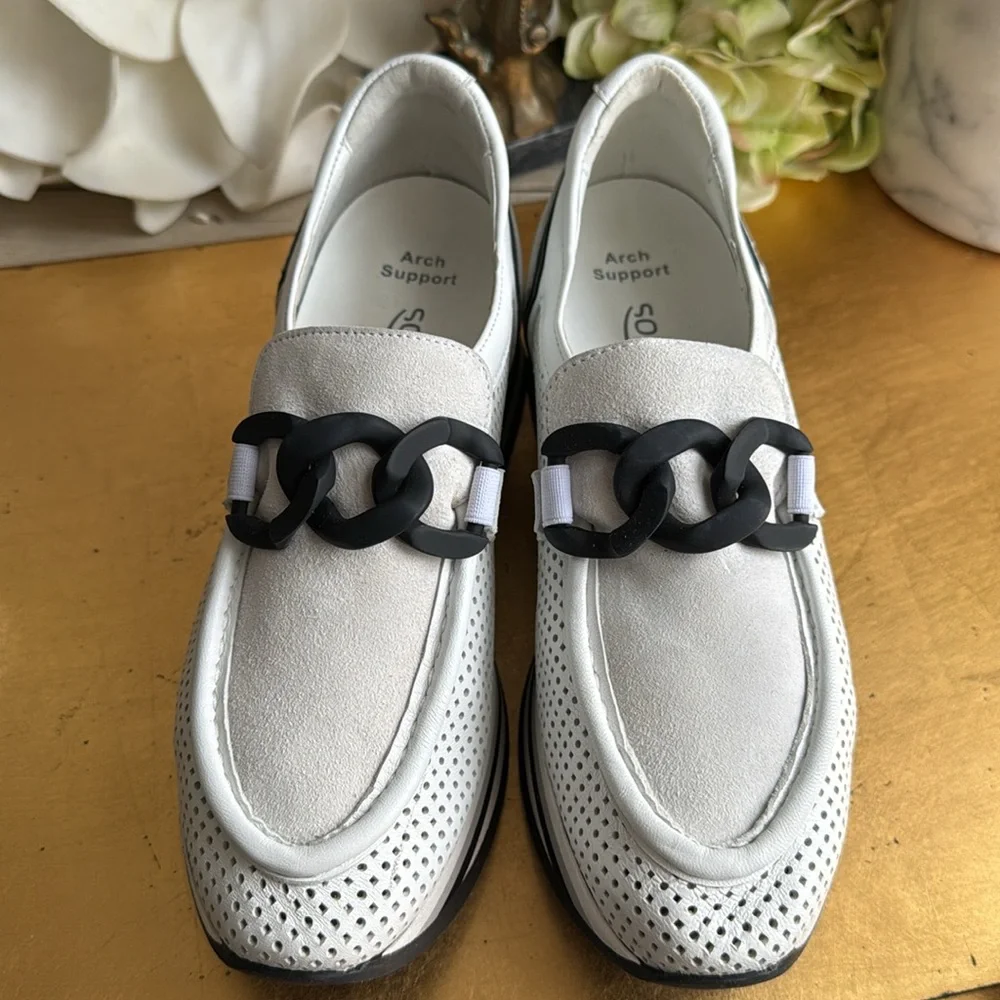 Softwaves Cassie Platform Loafers in White Ice - Picture 2 of 16